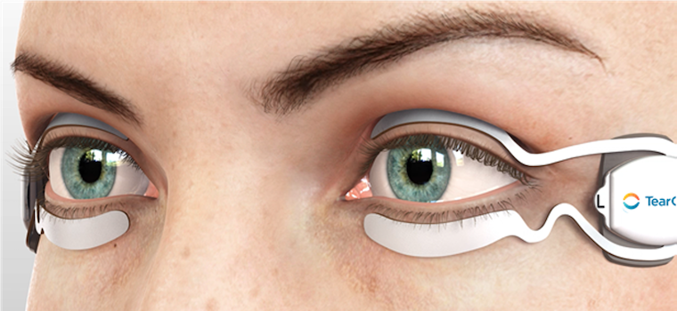 The TearCare device on an open eye.